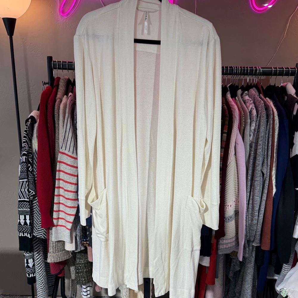 Soma Women's Cream Open-Front Cardigan